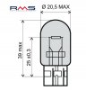 Žiarovka RMS 246510385 12V 21W, T20 biela