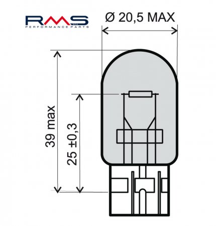 Žiarovka RMS 246510385 12V 21W, T20 biela