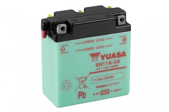 Conventional 6V battery NO ACID YUASA 6N11A-3A