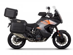 Kompletná sada čiernych hliníkových kufrov SHAD TERRA BLACK , 37 litrov vrchný kufor, 36/47 litrov b SHAD KTM Super Adventure 1290 (R, S)