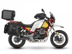 Kompletná sada sedlových brašní SHAD TERRA TR40 adventure a hliníkového vrchného kufra SHAD TERRA BL SHAD MOTO GUZZI V 85 TT