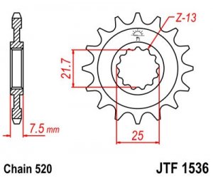 Reťazové koliečko JT JTF 1536-15 15T, 520