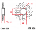 Reťazové koliečko JT JTF 406-16RB 16T, 520 pogumované