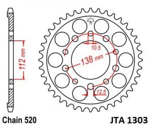 Hliníková reťazová rozeta JT 43T, 520