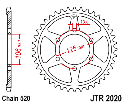 Reťazová rozeta JT JTR 2020-51 51T, 520