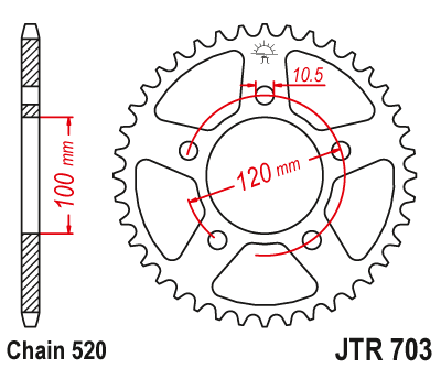 Reťazová rozeta JT JTR 703-43 43T, 520