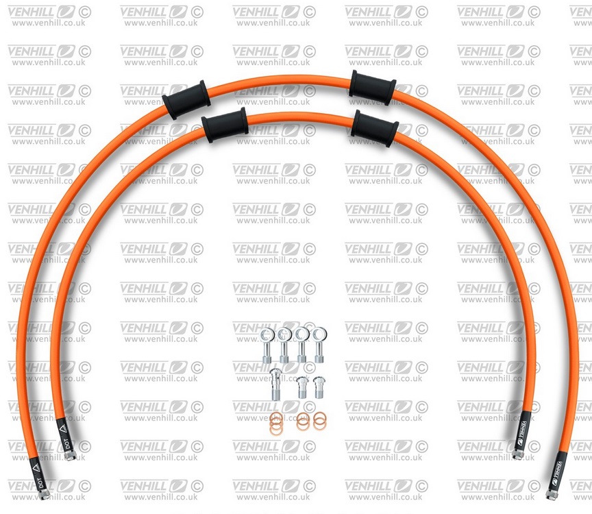 Hadica zadnej brzdy Venhill BMW-10012R-OR POWERHOSEPLUS (2 hadice v sade) oranžové hadice, chrómové koncovky