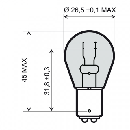 Lamp RMS 246510371 12V 21/5W, BAY15D červené